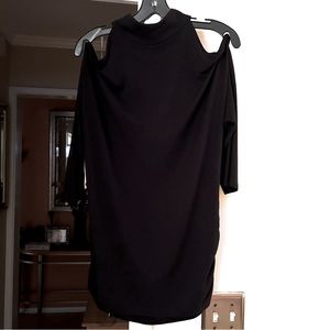 Sexy NWOT INC Black 3/4 Sleeve Knit Top Cold Shoulder Mock Neck Tunic Top